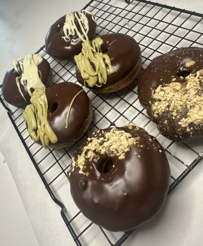 donuts covered in chocolate